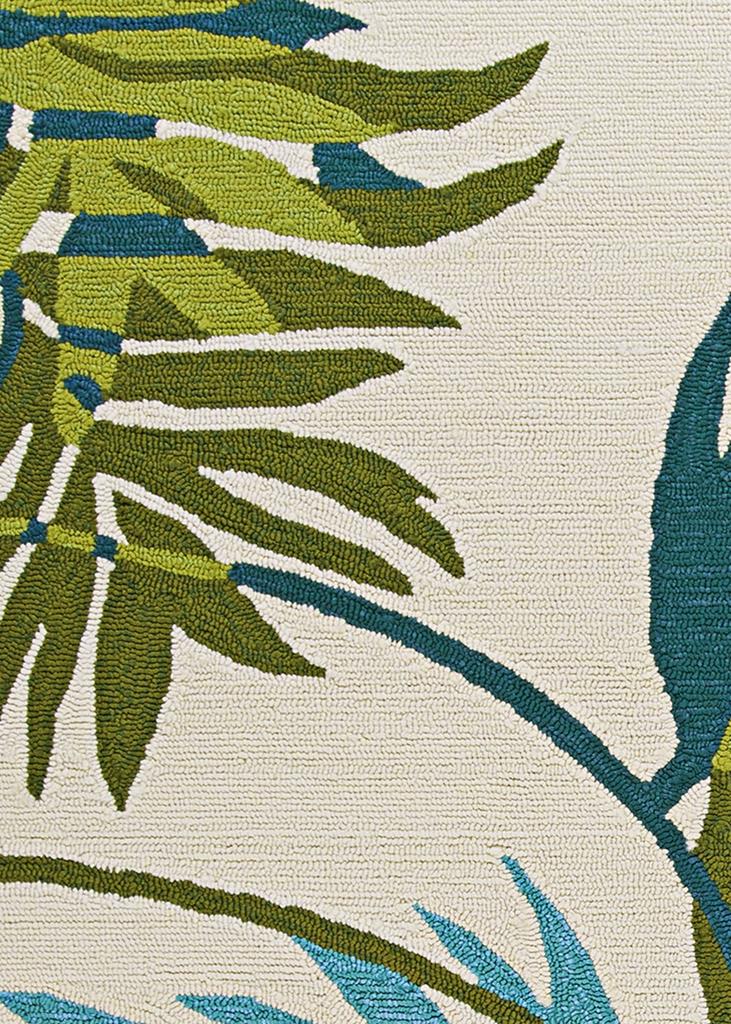 Couristan Covington 2992-0505 Jungle Leaves - Ivory-Forest Green Indoor-Outdoor Area Rug Swatch