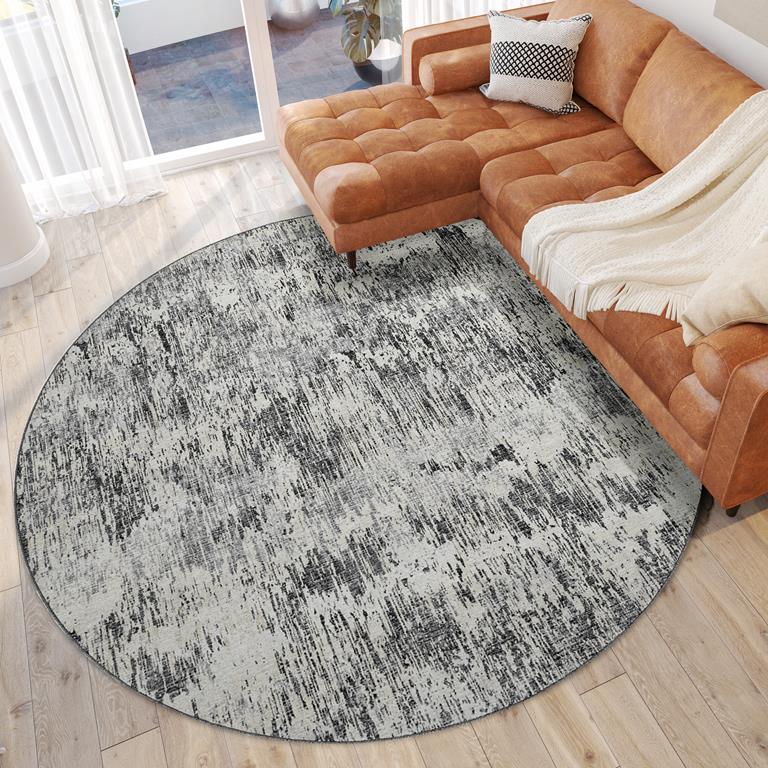 Dalyn Camberly CM1 Graphite Round Area Rug Room Scene