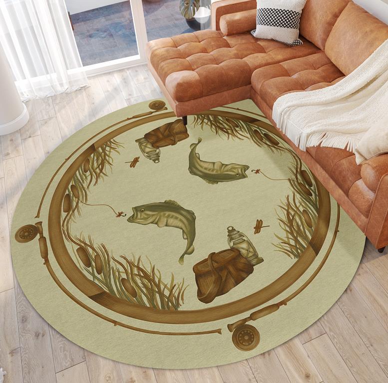 Dalyn Excursion EX5 Beige Round Area Rug Room Scene
