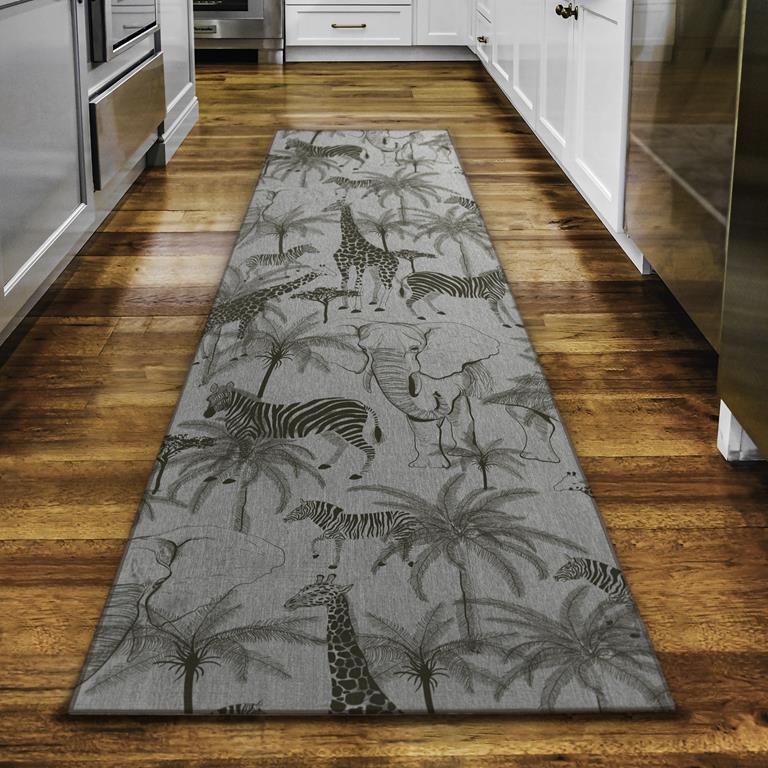 Dalyn Tropics TC7 Grey 2x8 Runner Area Rug Room Scene