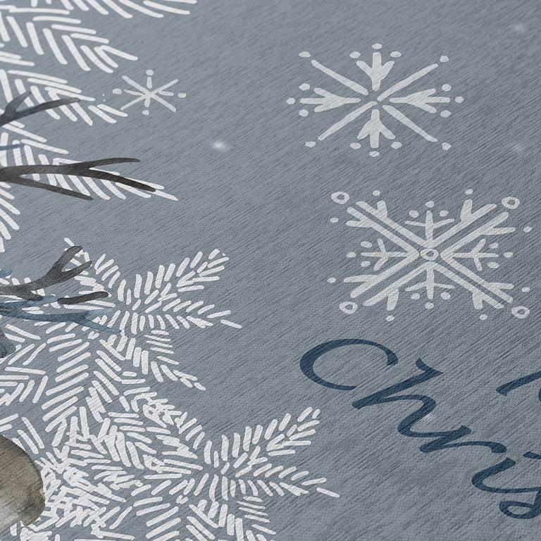 Dalyn Wonderland WN2 Grey Merry Christmas with Reindeer Rug Close Up