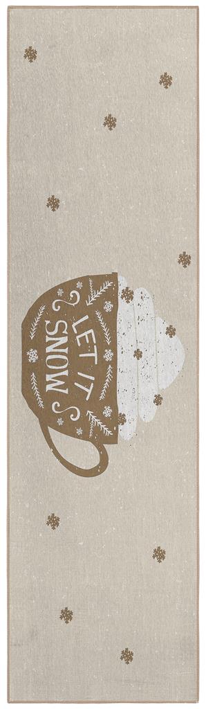 Dalyn Wonderland WN7 Beige Let It Snow Mug 2x8 Runner Area Rug