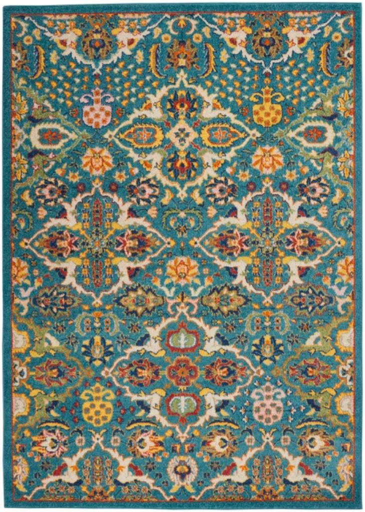 Nourison Allur ALR03 Turquoise Ivory Area Rug