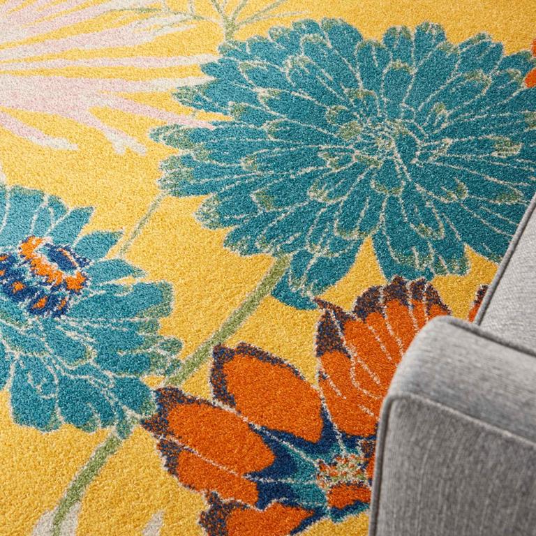 Nourison Allur ALR06 Yellow Multi Area Rug Detail on Floor