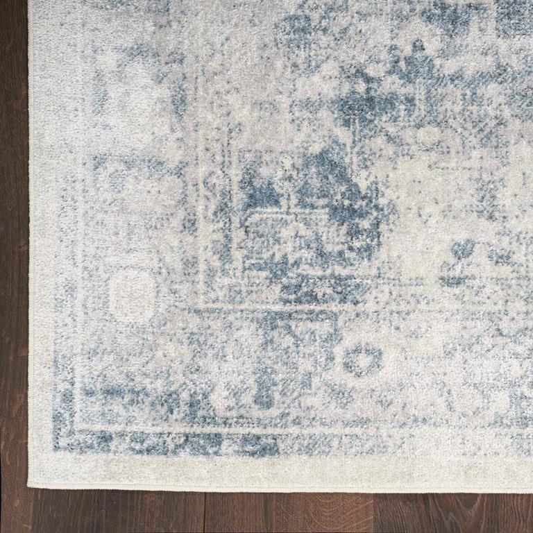 Nourison Astra Machine Washable ASW11 Blue Ivory Area Rug Corner