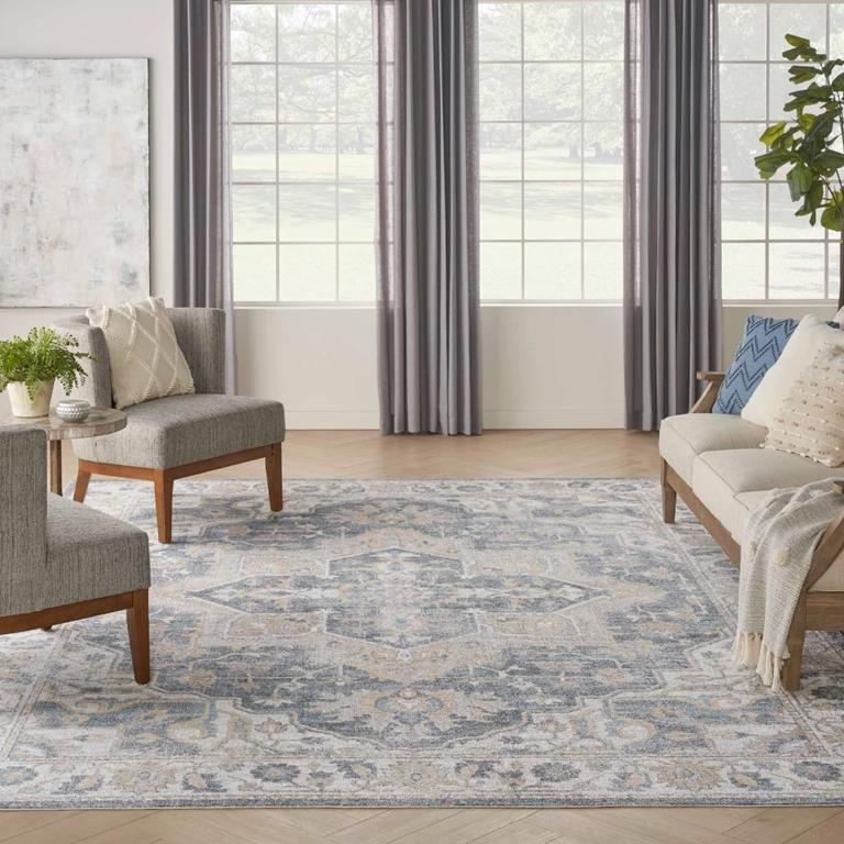 Surya Amore 8 x 10 Light Blue Indoor Medallion Oriental Area Rug