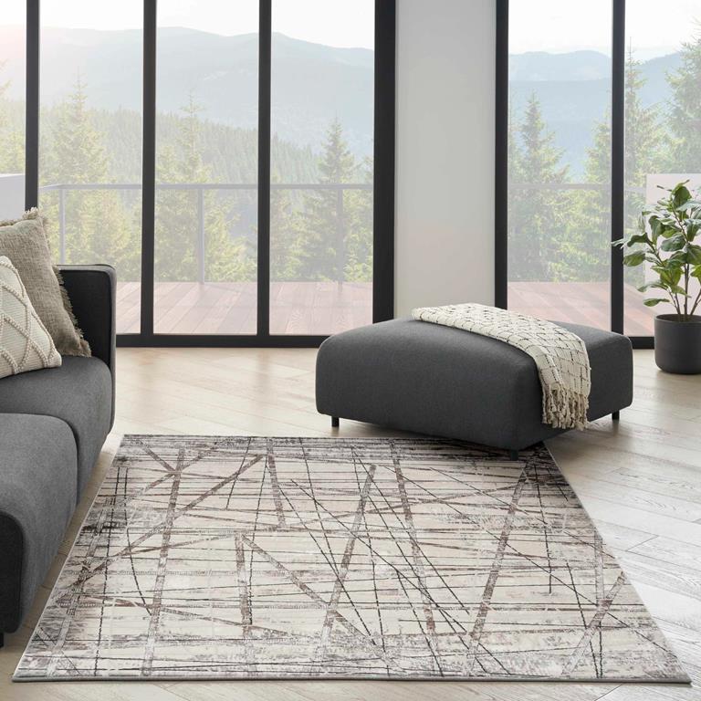 Nourison Desire DSR03 Grey Silver Rug in Living Room