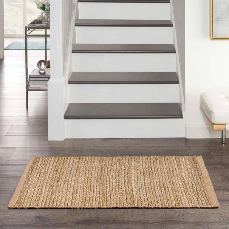 Nourison Natural Jute NJT01 Natural 2x3 Scatter Rug by Stairs