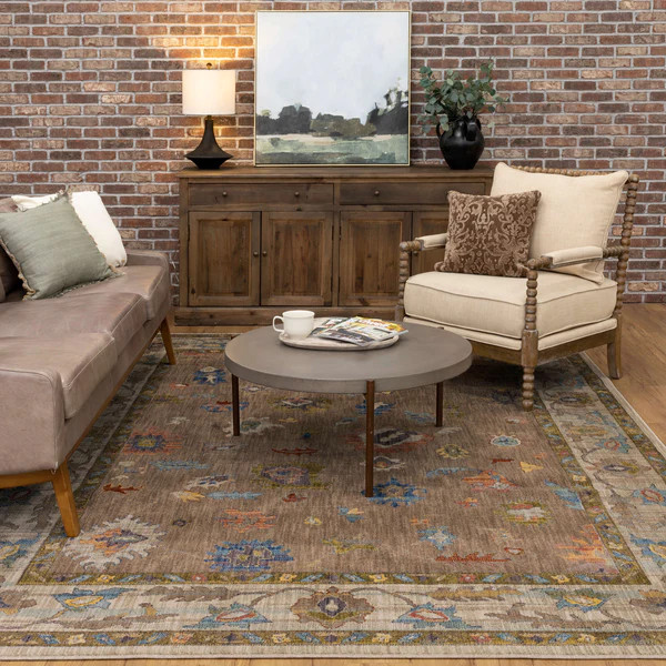 Karastan Pandora 92610-80242 Fury Taupe Area Rug Room Scene