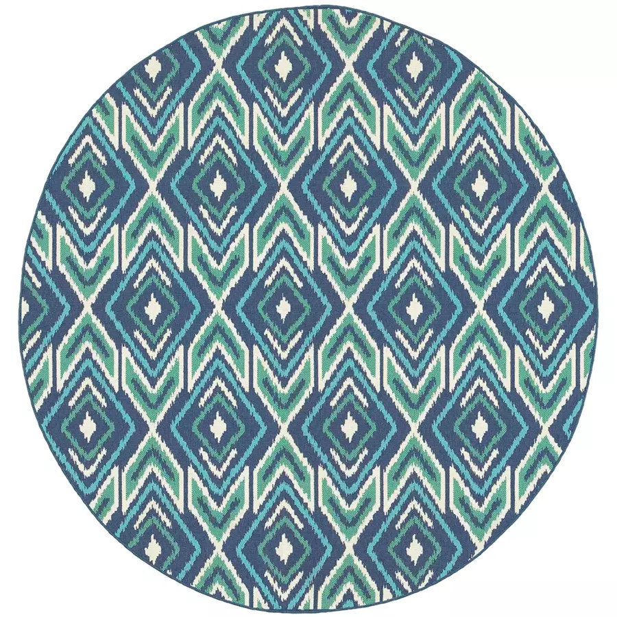 Oriental Weavers Meridian 2209B Navy/ Green Round Area Rug