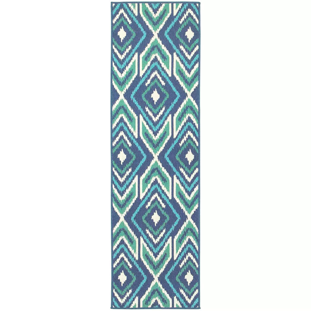 Oriental Weavers Meridian 2209B Navy/ Green Runner Area Rug