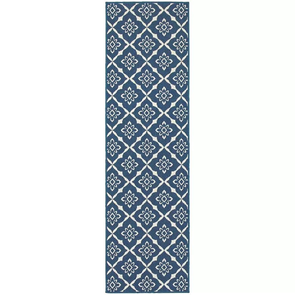 Oriental Weavers Meridian 5703B Navy/ Ivory Runner Area Rug