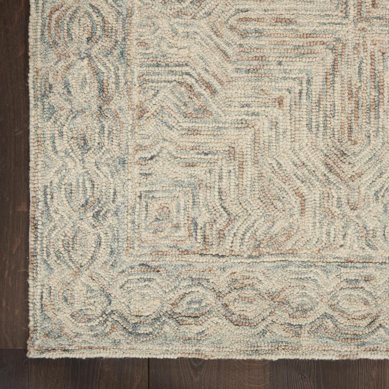 Nourison Interlock ITL03 Blue Ivory Area Rug Corner