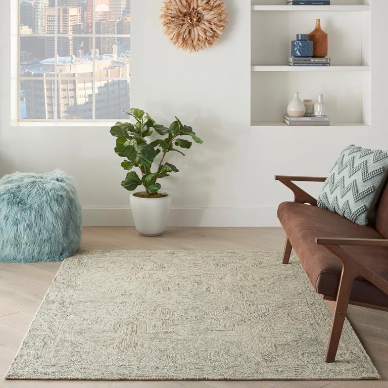 Nourison Interlock ITL03 Blue Ivory 5x8 Area Rug In Room