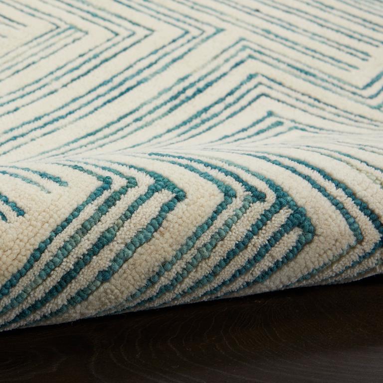 Nourison Interlock ITL06 Ivory Turquoise Area Rug Texture