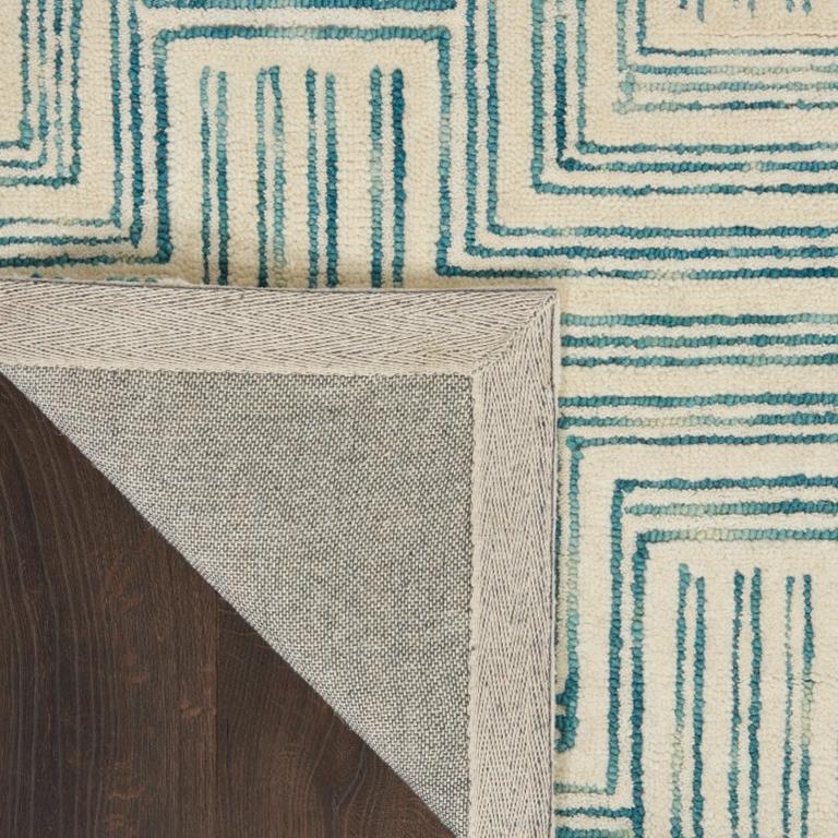 Nourison Interlock ITL06 Ivory Turquoise Area Rug Back