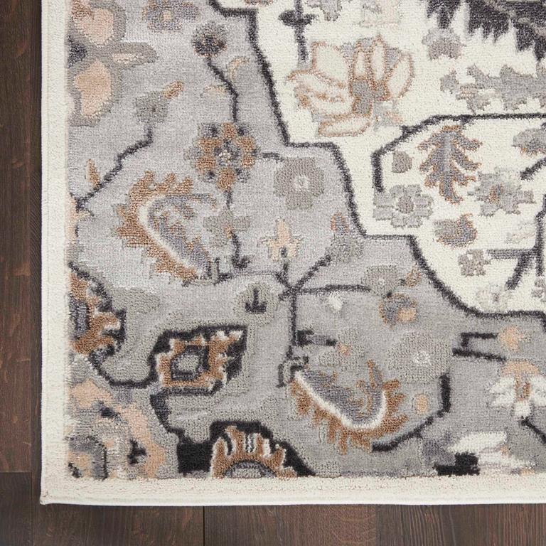 Nourison Elation ETN09 Ivory Grey Area Rug Corner