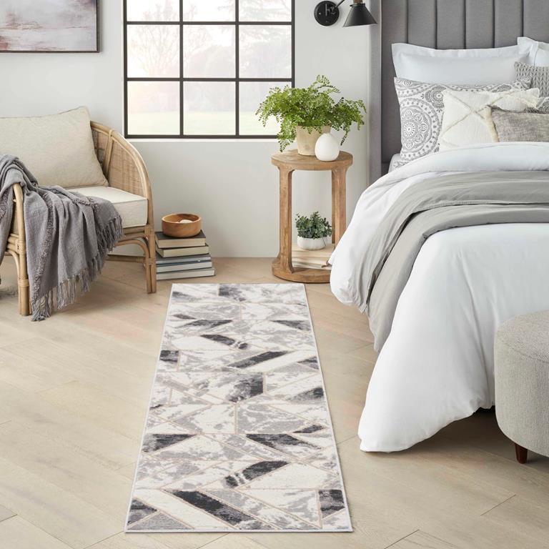 Nourison Elation ETN11 Ivory Grey Runner Rug in Room