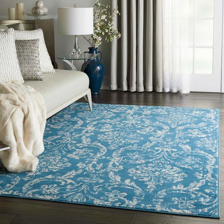 Nourison Jubilant JUB09 Blue 4x6 Area Rug in Room