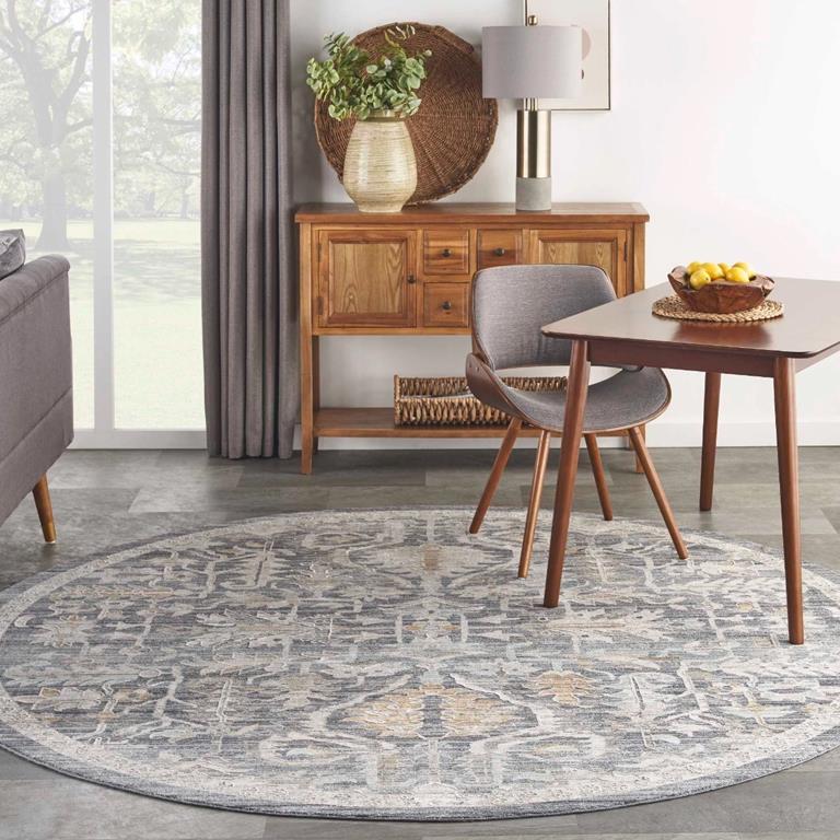 Nourison Lynx LNX02 Navy Multi 8x8 Round Area Rug in Room