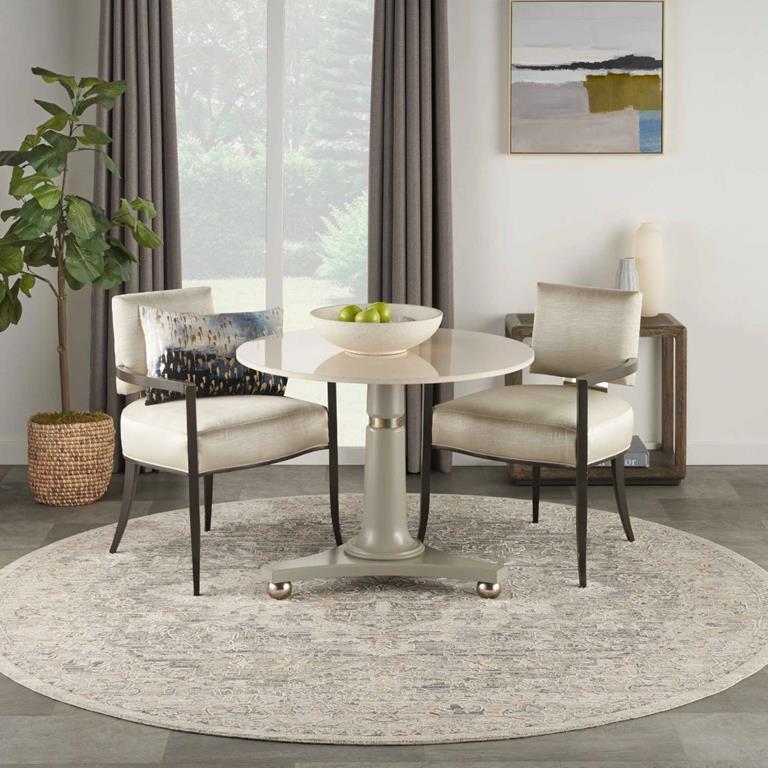 Nourison Lynx LNX04 Ivory Taupe 8x8 Round Area Rug in Room