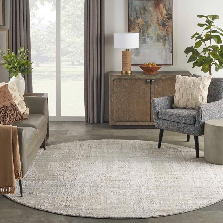 Nourison Lynx LNX06 Ivory Multi 8x8 Round Area Rug in Room