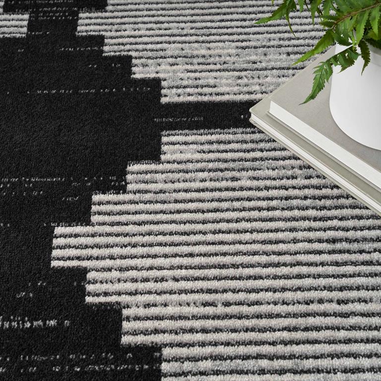 Nourison Modern Passion MDP01 Black Grey Area Rug Detail on Floor