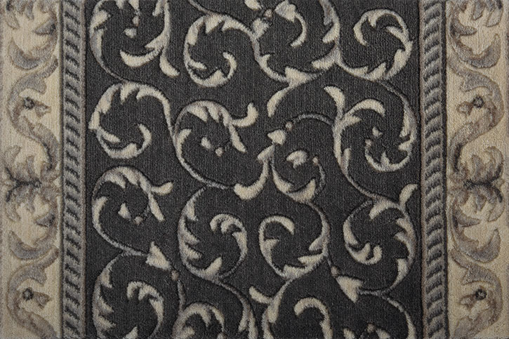 Nourison Somerset Scrollwork ST02 Charcoal 2'3" (27") Wide Hall and Stair Runner