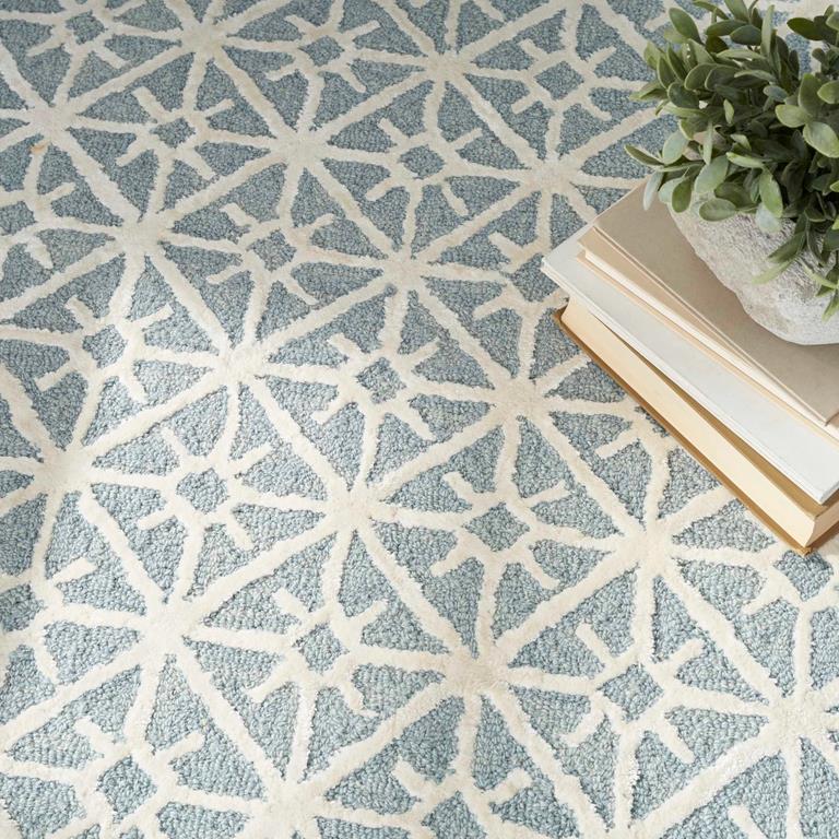 Nourison Nicole Curtis Series 2 SR201 Light Blue Area Rug Detail on Floor