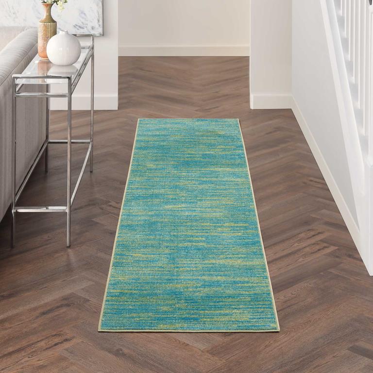 Nourison Essentials NRE01 Blue Green 2x12 Runner in Room