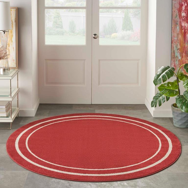 Nourison Essentials NRE02 Brick Ivory Round Rug in Room