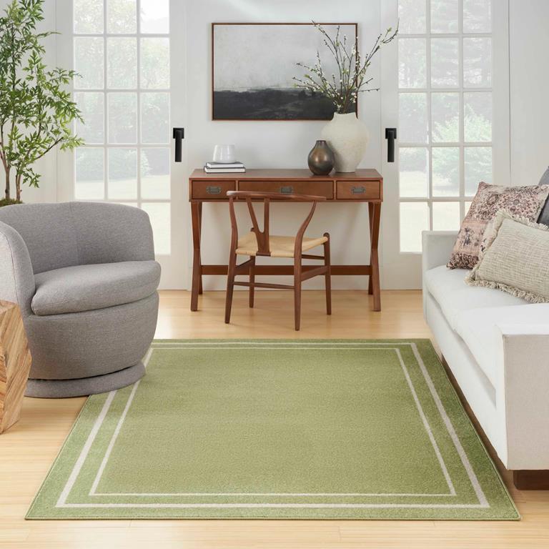 Nourison Essentials NRE02 Green Ivory 5x7 Rug in Room