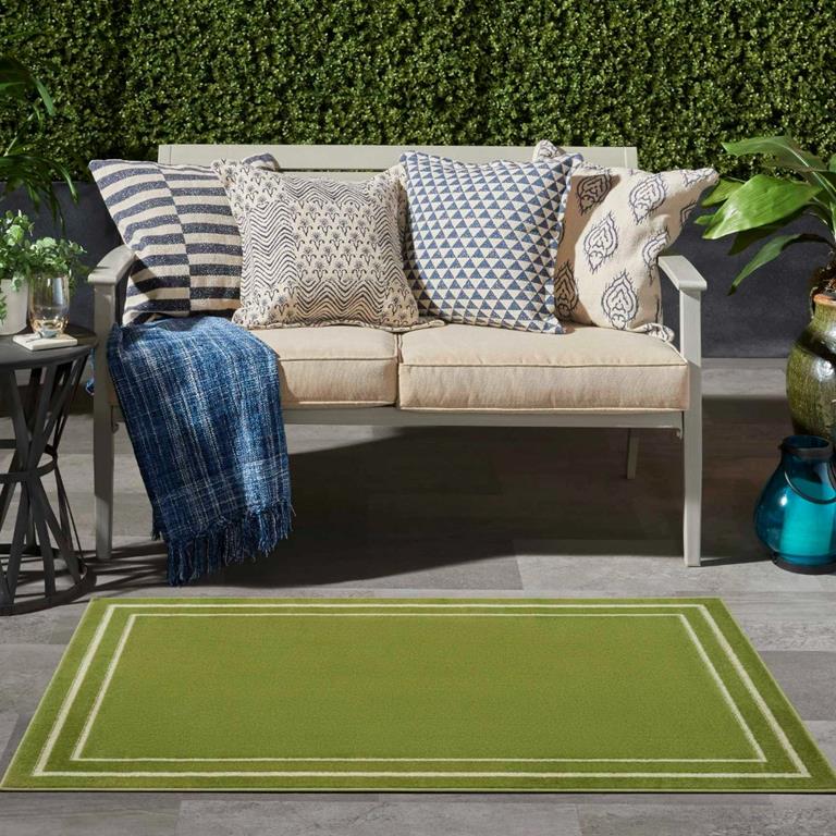 Nourison Essentials NRE02 Green Ivory 3x5 Rug Outdoors