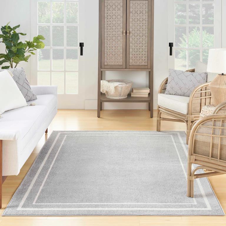 Nourison Essentials NRE02 Grey Ivory 5x7 Rug in Room