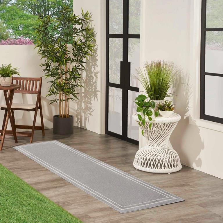 Nourison Essentials NRE02 Grey Ivory 2x8 Runner Outdoors