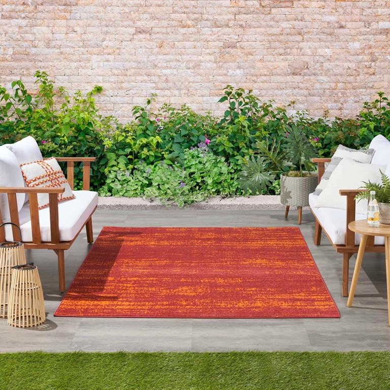 Nourison Essentials NRE03 Red 5x7 Rug Outdoors