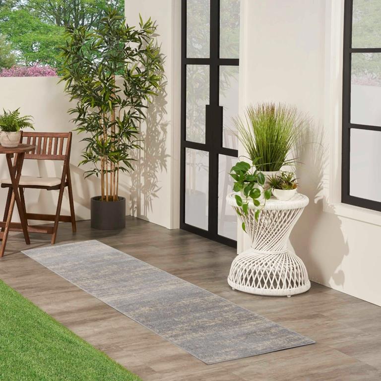 Nourison Essentials NRE03 Grey Beige 2x8 Runner Outdoors