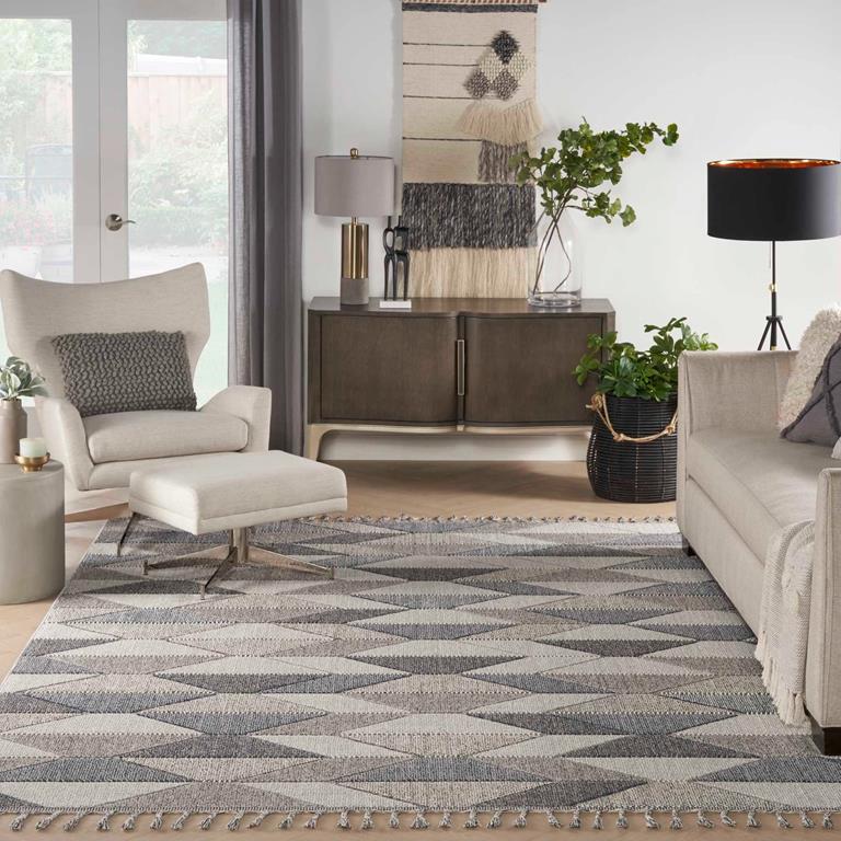 Nourison Paxton PAX01 Grey Charcoal Area Rug Room Scene