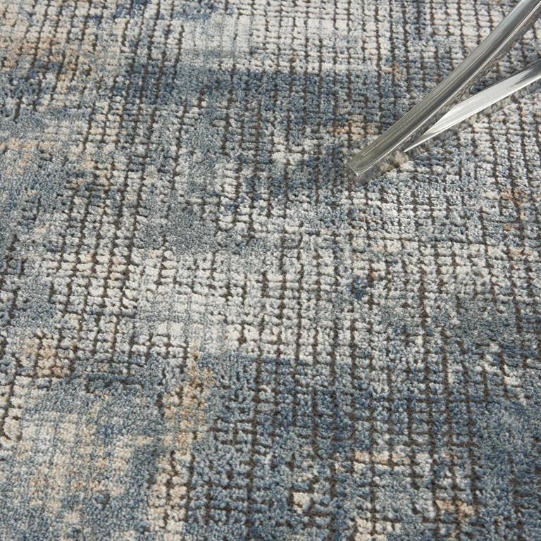Nourison Quarry QUA02 Blue Beige Area Rug Detail on Floor