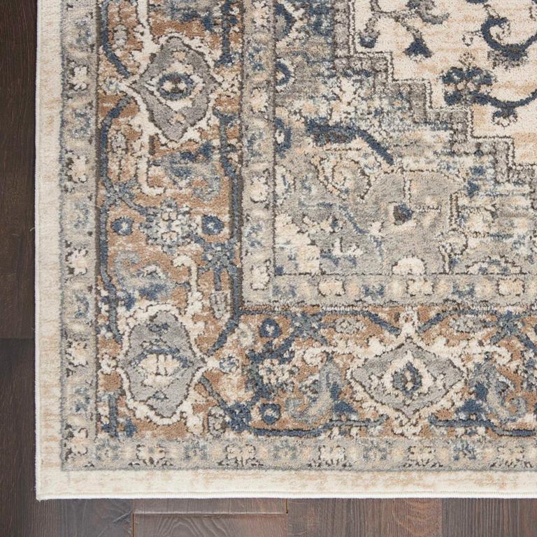 Nourison Quarry QUA05 Ivory Grey Area Rug Corner