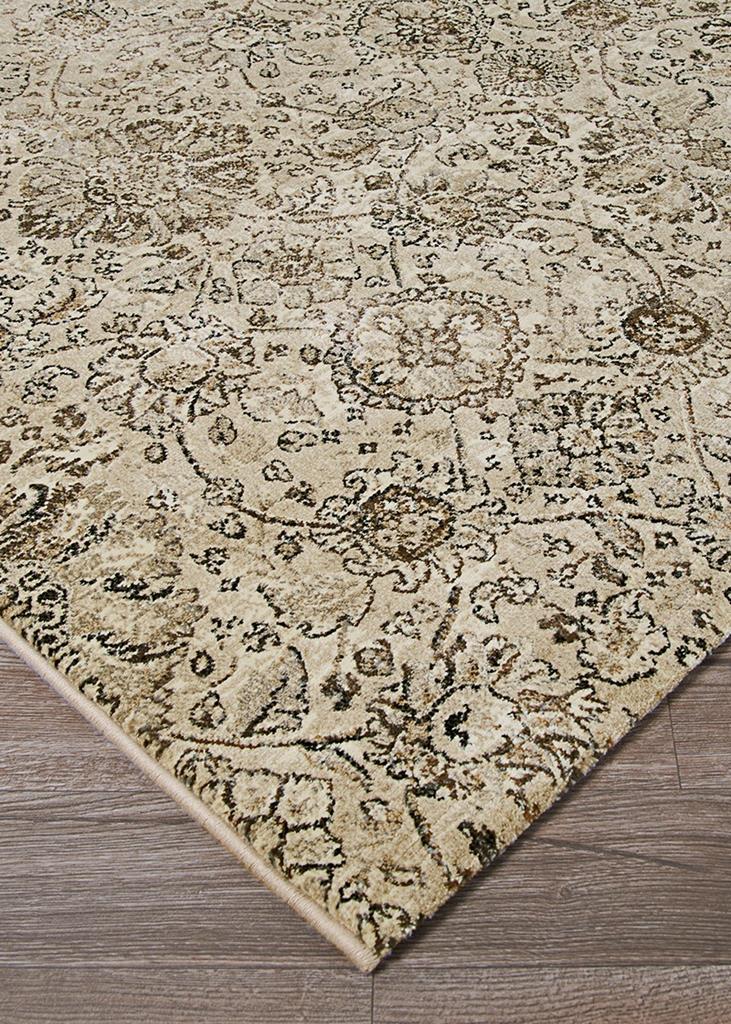 Couristan Easton 6335-6343 Winslet Beige Black 6'6" X 9'6" Area Rug Corner