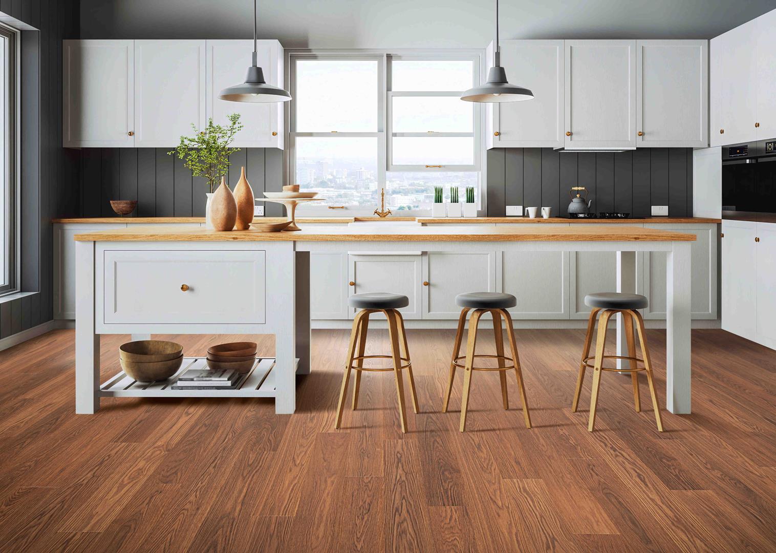 Mohawk RevWood Plus Sterlington CDL46-03 Smooth Amber Oak 5-1/4" X 47-1/4" 8 MM Laminate Flooring Room Scene