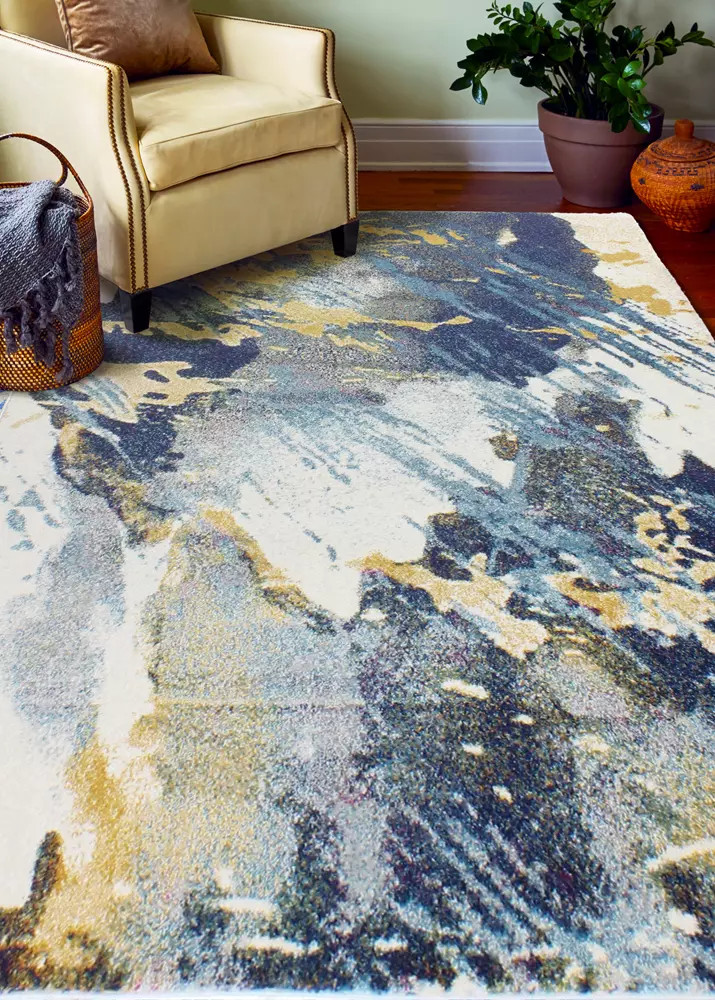 Bashian Everek 5341A Neda Ivory Blue Area Rug | Carpetmart