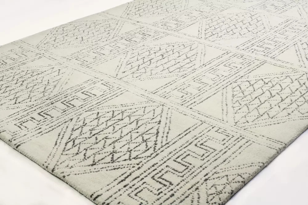 Bashian Venezia CL145 Exeter Ivory Grey Area Rug on Angle