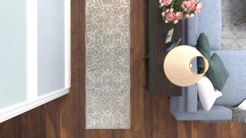 Bashian Verona LC140 Providence Beige Runner Area Rug Room Scene
