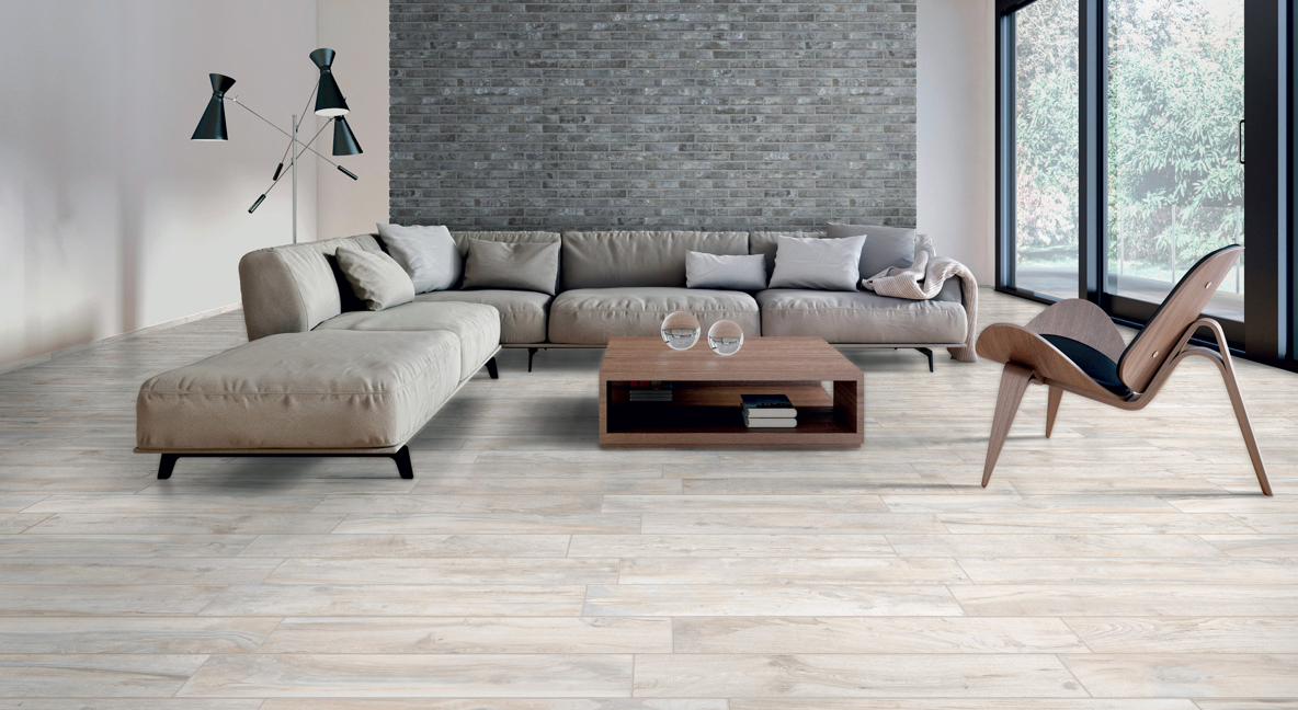 Living Wood Bianco Porcelain Floor Tile 6" x 39"