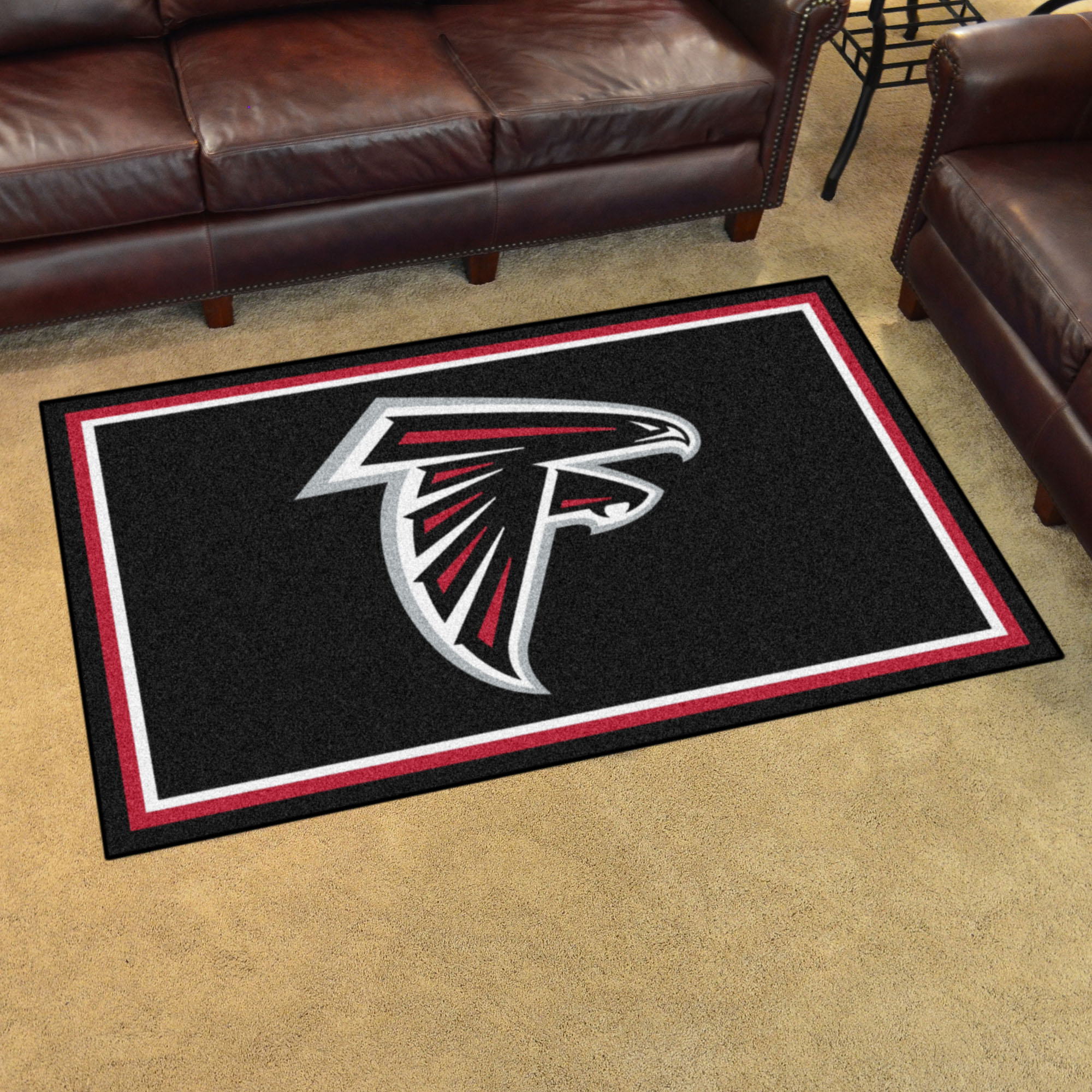 NFL Atlanta Falcons 3'8" X 5'11" Black Plush Rug - 6558 Room Scene