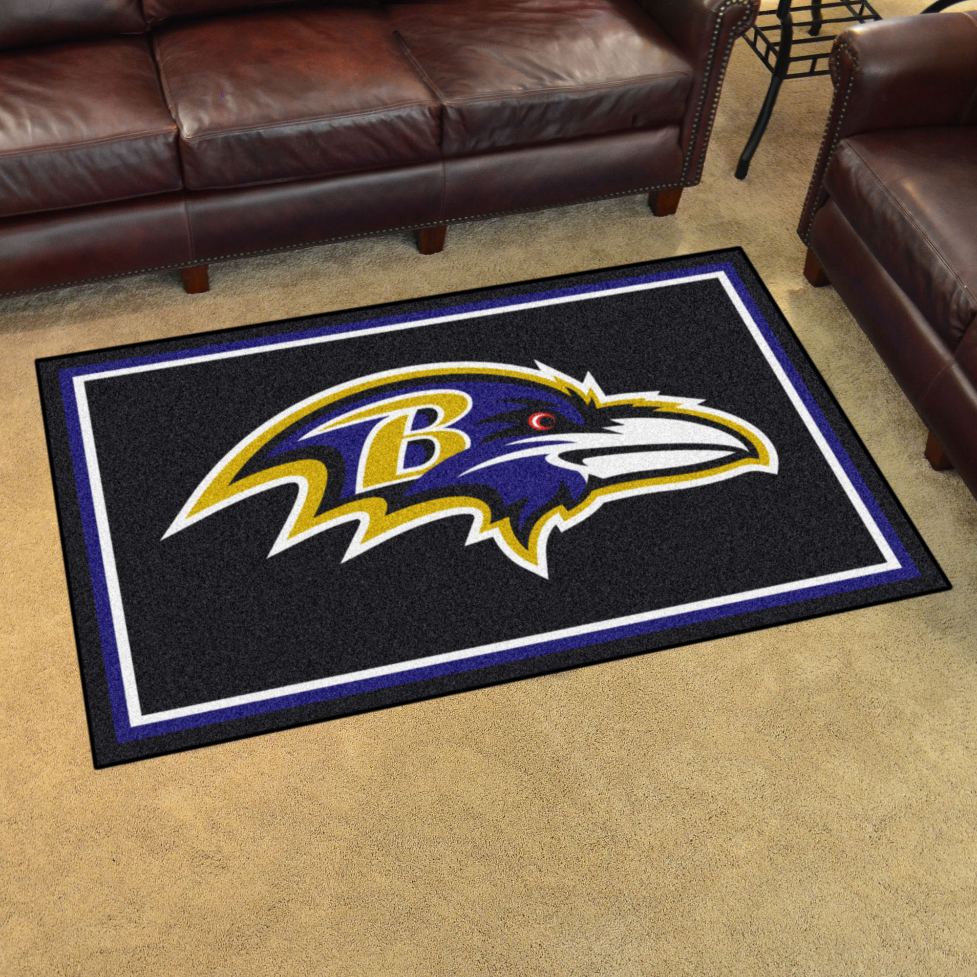 NFL Baltimore Ravens 3'8" X 5'11" Black Plush Rug - 6561 Room Scene