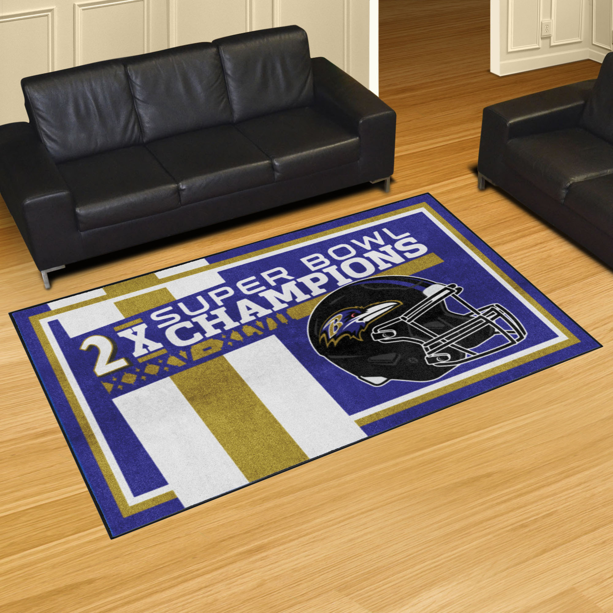 NFL Baltimore Ravens 4'11" X 7'4" Purple Plush Rug - 30902 Room Scene