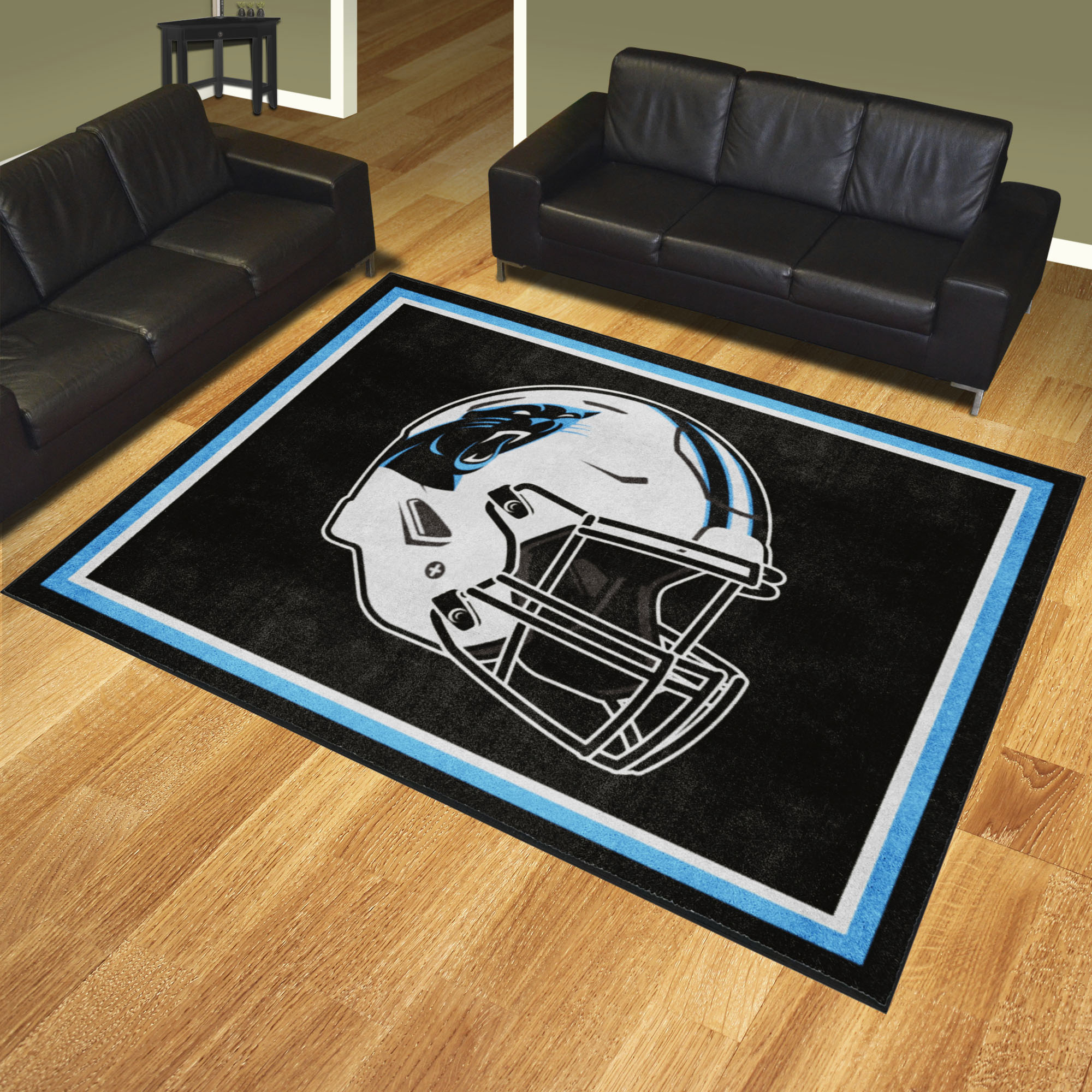 NFL Carolina Panthers 7'3" X 9'9" Black Plush Rug - 38241 Room Scene